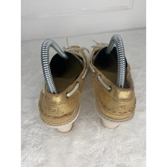 Sperry Womens Gold Metallic Wedge Boat Shoes Size 7.5M - Picture 3 of 8